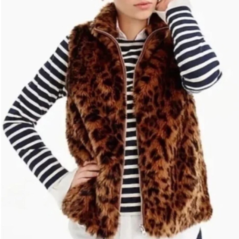 J. Crew Brown Faux Fur Vest